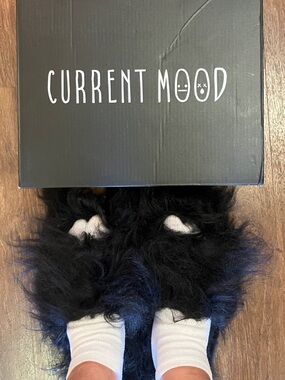 Black Monster Fur Slippers